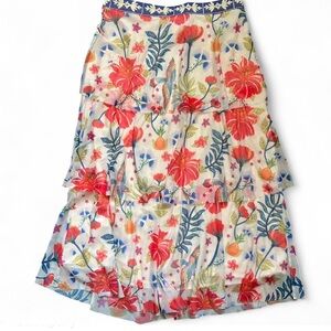 FARM Rio Floral Maxi Skirt - Red and Blue